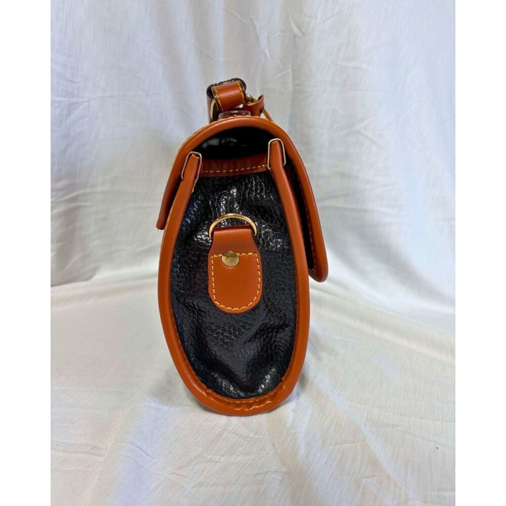 Dooney & Bourke Barrel Satchel All Weather Leather Crossbody - Black/Tan